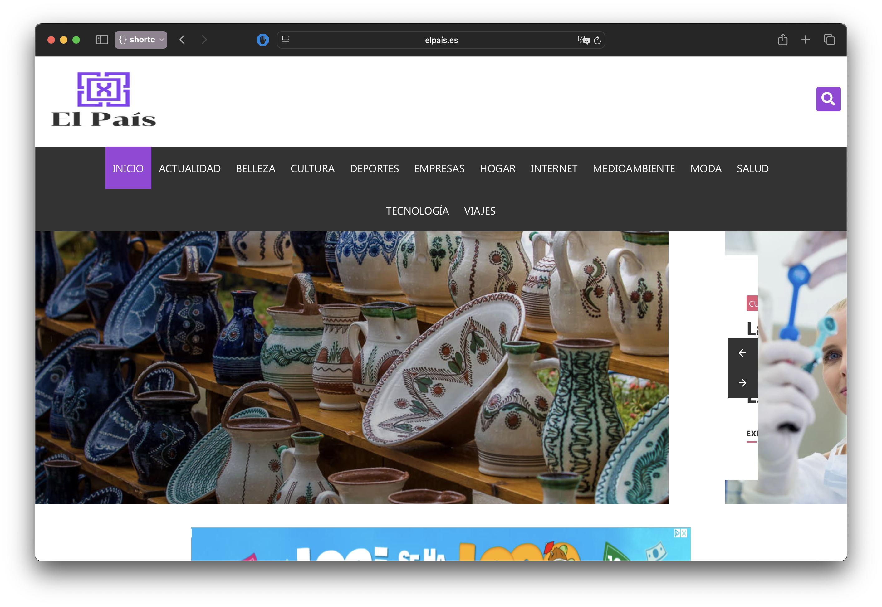 A spanish website elpaís.es using IDN Screenshot of a spanish website elpaís.es which uses IDN